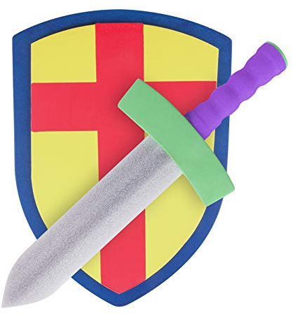 Super Z Outlet Children's Foam Toy Medieval Joust Sword & Shield Knight Set Lightweight Safe for Birthday Party Activities, Event Favors, Toy Gifts