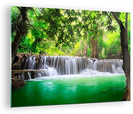 Moderne Impression sur Verre Eau parc nature paysage Image Tableau en Verre Decoration Murale 70x50cm Deco Cadre Salon Chambre Cuisine Horizontal Petit Tableaux Decoratifs Muraux Art GAA70x50-2502