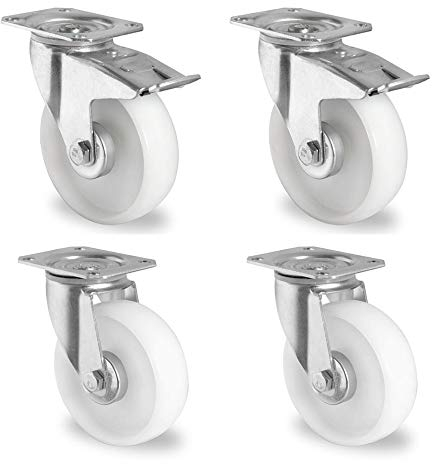 Rollensatz 2 Lenkrollen mit Feststeller + 2 Lenkrollen 160 mm Polypropylen