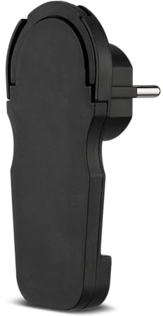 REV 0018260500 - Spina angolare con contatto di protezione, solo 8 mm di spessore, 3680 W, colore: Nero