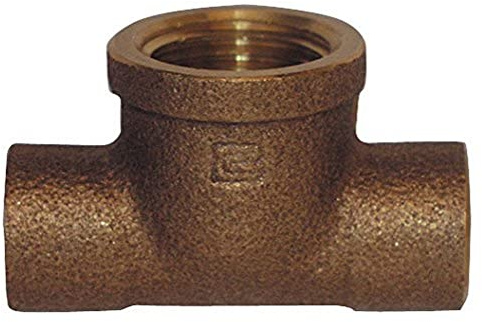 Cornat löd-T-stycken, 1 innergänga, 2 muffar, A 15 mm, B 1/2 tum IG, 1 styck, rödgjuten, T5130G1512 18 mm x 1/2 tum
