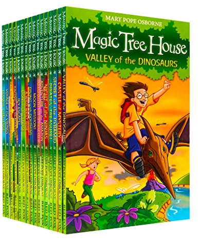 Mary Pope Osborne Magic Tree House Collection 16 Books Set (Moon Mission!, Icy Escape!, Olympic Challenge!, Castle of Mystery, Night of the Ninjas, Racing with Gladiators, A Wild West Ride & MORE!)