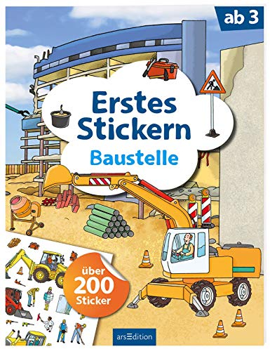 Erstes Stickern – Baustelle: Über 200 Sticker | Erstes Stickerheft für Kindergarten-Kinder ab 3 Jahren