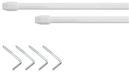 Vitragestangen Bistrostangen weiß 2-er Set komplett mit Haken ausziehbar von 80-120cm