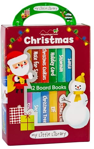 My Little Library: Christmas - 12 Mini Board Books for Babies & Toddlers | First Christmas Stories with Santa, Reindeer, Snowmen and more | Holiday Gift Set in Keepsake Box