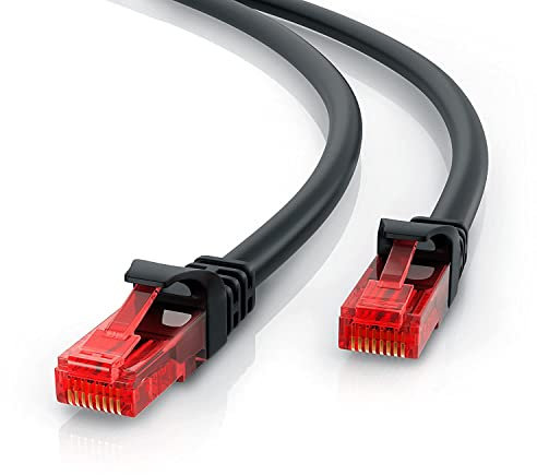 CSL - 10m CAT6 Ethernet LAN Cable - High-Speed Patch Cord - Gigabit RJ45 Network Lead 1000 Mbps - Broadband - Compatible with PC Modem Router Patch Panel Smart TV - Black