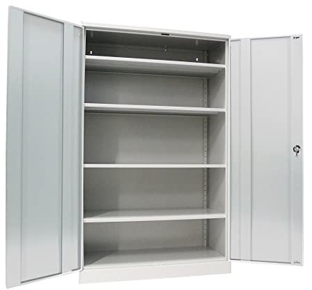 Schrank & Stuhl Werkzeugschrank Koloss – Werkstattschrank mit 4 höhenverstellbaren Fachböden, Stahlschrank für Werkzeuge, 195 x 120 x 60 cm (H x B x T), Grau