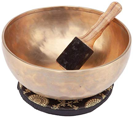 Bodhi Tibetische Klangschale Ø 24 cm | Handgefertigtes Klangschalen Set inkl. Kissen & Klöppel | Singing Bowl aus Indien | Ideal als spirituelles Geschenk | Meditationszubehör aus Bronze