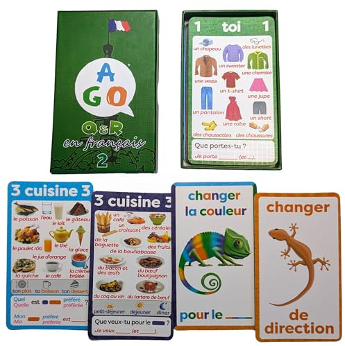 AGO En Francais 2 Card Game (Deluxe edition): Learn French the Fun Way! - Boost Vocabulary & Grammar Skills - Interactive Learning for All Ages!