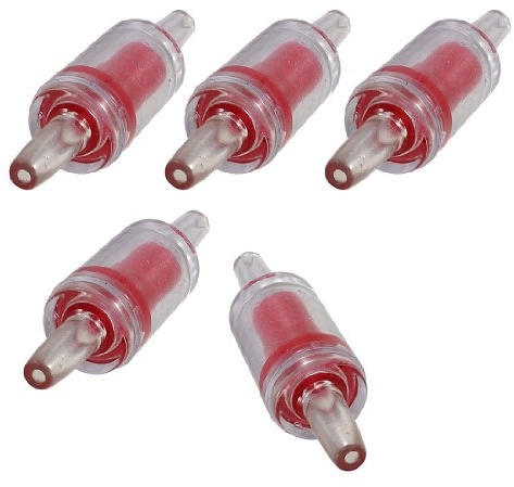 uxcell Fish Tank Aquarium Red Clear Plastic Air Pump Check Valves 5 Pcs