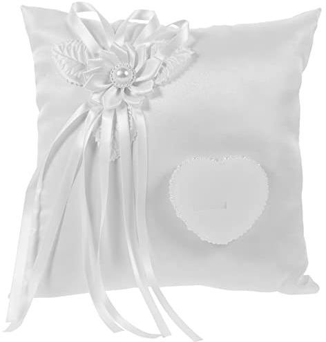 FAVOMOTO Ringkissen Hochzeit Braut Ehering- Kissen Kamelie Blumen Herz Traukissen Ringträger Schmuck Füllung Deko für Hochzeitsfeier Zeremonie