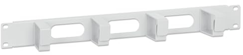 Intellinet 19 Inch Cable Management Panel, 1U, 4 Short Plastic Rings, Grey