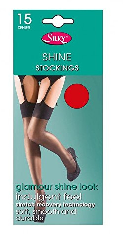Silky Super Shine plain top stockings black one size 5'0 - 5'8