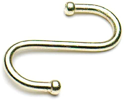 Merriway® BH01130 (5 Pcs) EB Brass Plated Kitchen S-Hooks, 75 mm (3 inch) - Pack of 5 Pieces