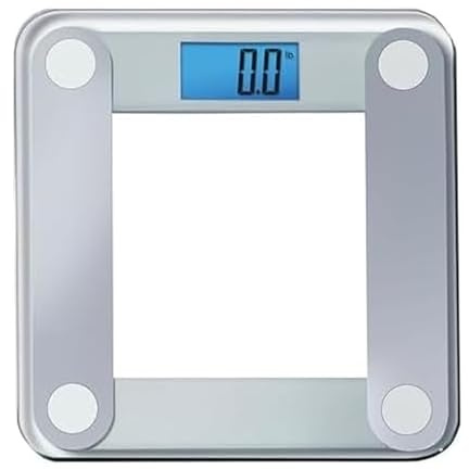 Eat Smart Digital Bathroom Scale with Extra Large Easy to Read Lighted Display, Weight Tracking, Includes Body Tape, Grey and Clear