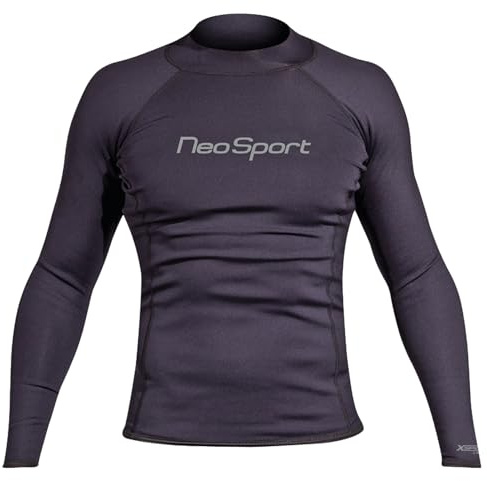 NeoSport Wetsuits Men's XSPAN Long Sleeve Shirt, Black, Large - Diving, Snorkeling & Wakeboarding