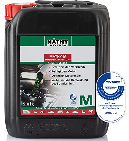 MATHY-M Motoröl-Additiv (5,0 l) - Verschleißschutz & Reinigung für Motoren Aller Art – Motor Öl-Zusatz für Diesel/Benzin/Gas Motoren