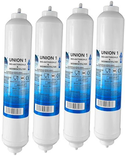 Wasserfilter für Samsung, LG, Side by Side Kühlschrank Filter extern. Schlauchanschluss ist fest integriert. 4-er Pack