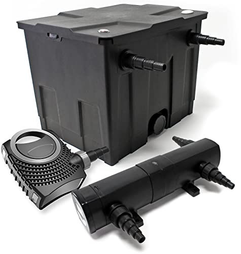 Wiltec Kit complet: CBF-350 Filtre de bassin jusqu'à 12000 L Biologique, NEO10000 SuperECO pompe de filtration 10000l/h 80W, CUV-224 lampe uv UVC Clarificateur avec 24W