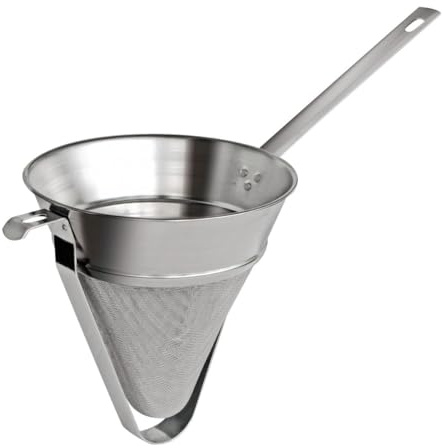 Gobel - Fine Strainer - 8 inch diameter - Stainless Steel - with Reinforcement & with Hook - Professional Quality - Made in France