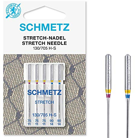 SCHMETZ | 5 Aiguilles pour machines à coudre | Stretch | 130/705 H-S | Grosseur 75/11-90/14