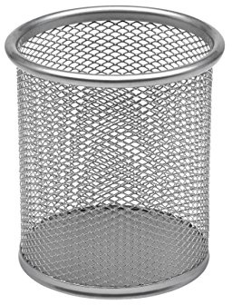 Osco Wiremesh Pen Pot Pencil Holder Desk Organiser, Metal Mesh Pen Cup for Office Home School, Compact Desktop Storage for Pens Pencils Rulers Brushes, Silver