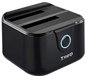 TooQ TQDS-802B – dockningsstation, anslutningsbas med dubbelt SATA-fack för 2,5 och 3,5 tums enheter, USB 3.0 och USB 2.0-HOST, offline CLONe-funktion, färg svart