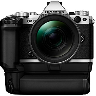 Olympus OM-D E-M5 Mark II Kit, Micro Four Thirds Systemkamera (16,1 Megapixel, 5-Achsen Bildstabilisator, elektr. Sucher) + M.Zuiko 12-40mm PRO Universalzoom + Power-Akkuhalter & Akku, silber/schwarz