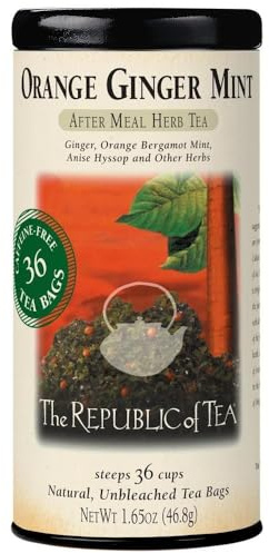 The Republic of Tea - Orange Ginger Mint Herbal Tea, 36 Tea Bag, Tin | Caffeine-free