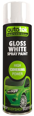Autotek Professional High Covering Power Spray Paint, Gloss White, 500 ml