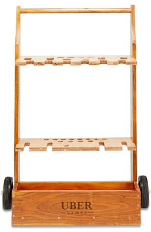 Ubergames Holztrolley für Krocketset - 6 Personen - ohne Spiel - nur die Rollwagen - Hartholz aus India - Perfekt zum Aufbewahrung und Transport Croquetspiel