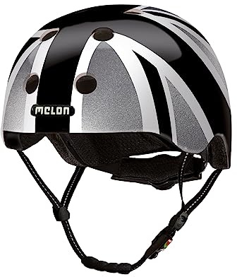 Melon Casque de Vélo »Union Jack Plain« pour Homme, Femme Adultes et Enfants | Casque Urbain léger et sûr pour Velo, VTT, Cyclisme, Skate et Trotinette | Taille M-L (52-58 cm) Noir Gris