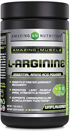 Amazing Muscle L-Arginine Essential Amino Acid Powder – Net Wt. 1 lb- Unflavored – 4.6g Per Serving (Approx. 98 Servings)- Workout Muscle Recovery Supplements *