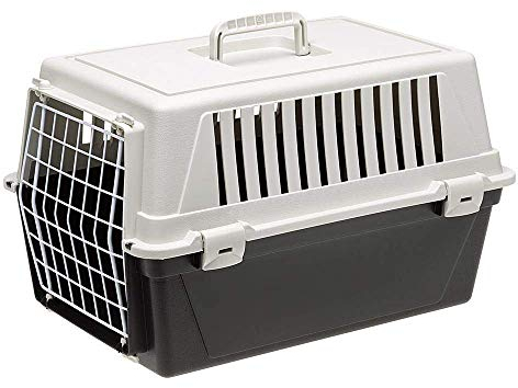 Ferplast Panier de Transport Chat Chien, Caisse de Transport Chat et Chiens jusqu'à 5 Kg, Porte en Fer Plastifié, 32,5 x 48 x h 29 cm, Noir