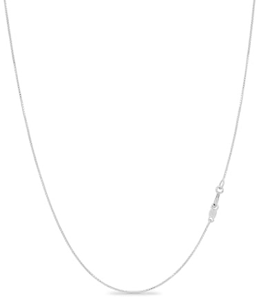 KEZEF Sterling Silver Italian Box Chain Necklace for Women, Girls and Men | Thin and Strong 0.7mm Solid 925 Silver Necklace with Spring Ring Clasp - 20 Inches | 50cm