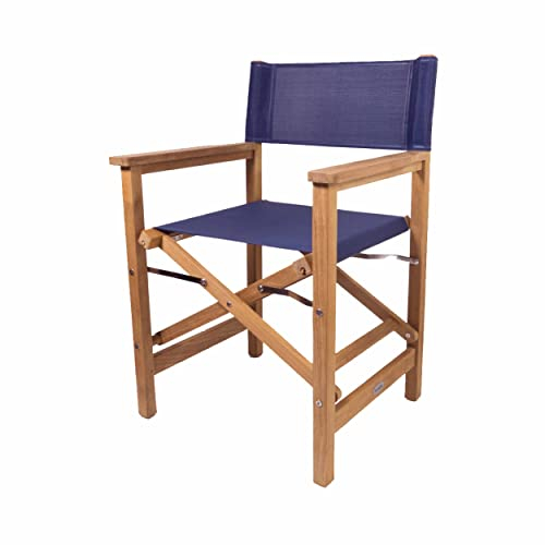 SeaTeak Director's Chair | with DURASLING Fabric Seat Cover | Foldable Director’s Chair | Blue | 34.5 L x 23.75 W x 20.5 H