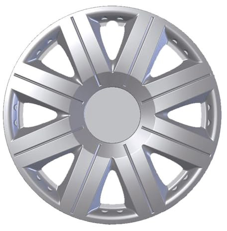 KRAWEHL - Juego de 4 Tapacubos de 14 Pulgadas - Modelo Cosmos - Cubre Llantas - Fácil de Instalar - Anillo de Sujección Ajustable - Resistente a los Golpes - Realizado en ABS - Color Plata
