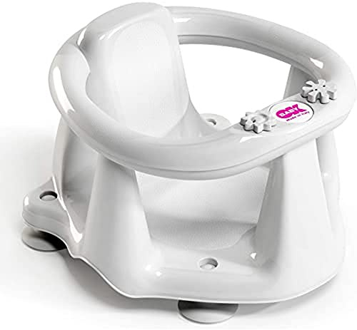 OKBABY Flipper Evolution - Anneau de Bain, Assise en Gomme Antidérapante pour Nouveau-né 6-15 Mois (13 kg) - Blanc