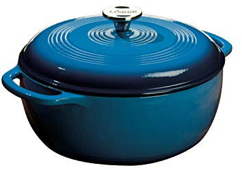 Lodge 5.68 litre / 6 quart Cast Iron/Porcelain Enamel Dutch Oven/Casserole Dish, Blue