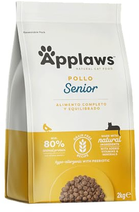 Applaws Alimento Seco Natural sin Granos para Gatos Mayores, Sabor a Pollo - Bolsa de 2 kg