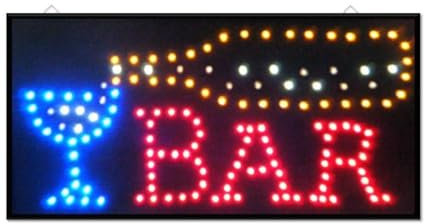 TrAdE Shop Traesio INSEGNA Luminosa A LED con Scritta Bar con Ganci 50X25 CM 220V