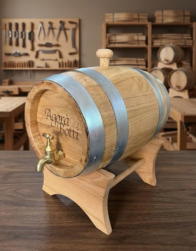 Agorà Botti Botte di Rovere da 3 Litri con Rubinetto di Ottone - Nuova Produzione