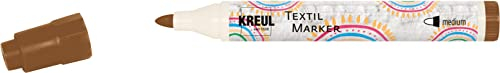 KREUL 90764 - Textil Marker medium, Braun, Strichstärke circa 2 bis 4 mm, Stoffmalstift für helle Stoffe & Textilien, waschecht nach Fixierung