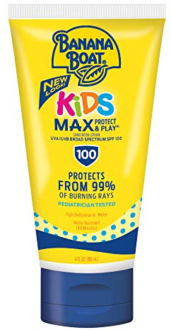 Banana Boat Sunscreen Kids MAX Protect & Play Broad Spectrum Sun Care Sunscreen Lotion - SPF 100, 4 Ounce by Banana Boat