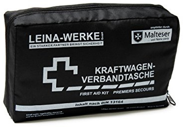 Leina-Werke 11006 KFZ-Verbandtasche Compact mit Klett, Schwarz/Weiß