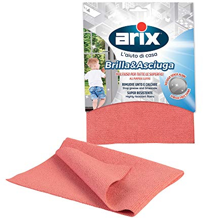 Arix | Brilla & Asciuga Panno Multiuso, Panno per Tutte le Superfici, Senza Aloni, Rimuove Unto e Calcare, 39x26cm - Made in Italy