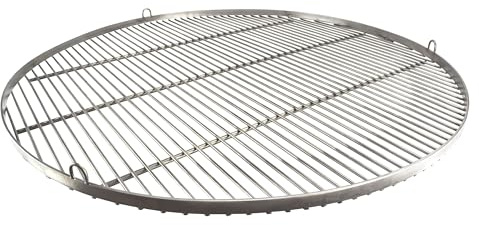 Grillrost.com Das Original Griglia Round - 100 cm in Acciaio Inox - Prodotto Artigianale - Made in Germany con 3 Passanti per appenderla