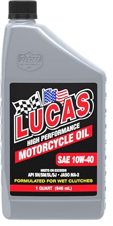 Lucas Oil 10767 High Performance Conventional SAE 10W-40 Motorcycle Oil - 1 Quart