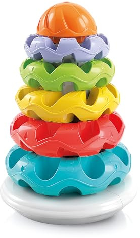 Clementoni Baby Stacking Rings, Anelli Impilabili, Torre di 5 Anellini, Bambini 6-36 Mesi, Gioco Prima Infanzia Made in Italy, Linea Play For Future, Stimola Manualità e Percezione Visiva, 17103