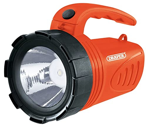 Draper 66013 3W LED Rechargeable Spotlight Torch Orange Camping Garage Home